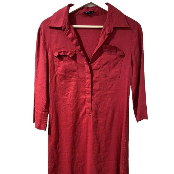 Theory Women's Saige Button Down Linen Shirt Dress Size 10 - Picture 4 of 7